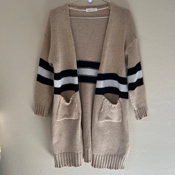 Goodnight Macaroon ‘Estrella' Stripe Colorblock Cardigan in Cream White - Picture 5 of 15